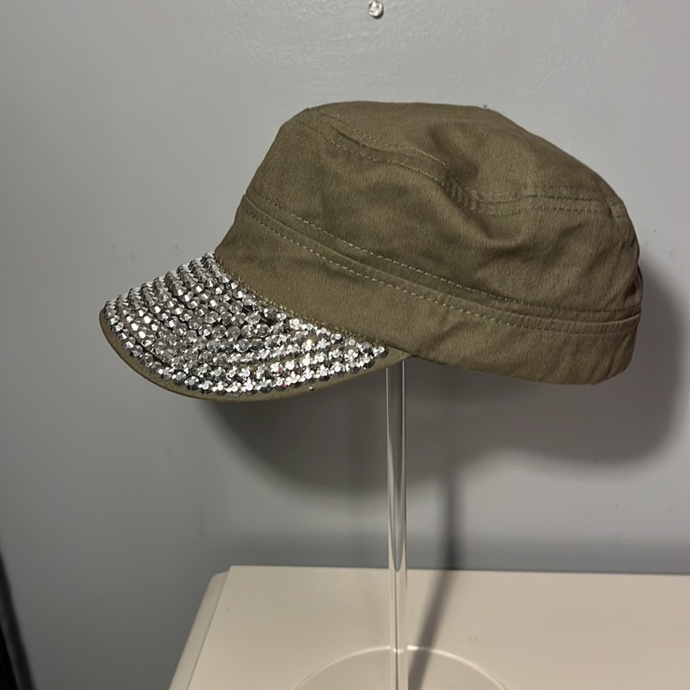 🤑SALE 3 for $20!🤑 Bling-brim cadet style hat olive green, one size fits most - Picture 6 of 8